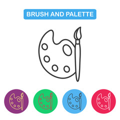 Paint brush with palette icon vector