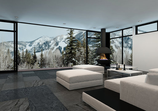 Minimalist Luxury Home Interior In The Mountains