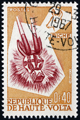 Postage stamp Burkina Faso 1960 Deer Mask and Deer