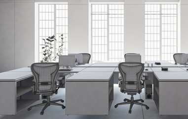 Very bright office room concept