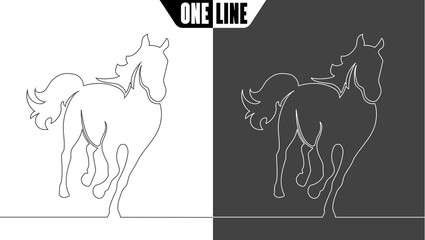 horse icon on white and black