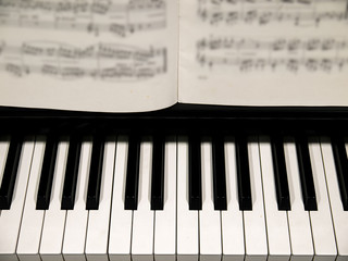 Piano Key with Music Sheet