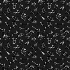 Bath accessories seamless pattern in doodle style.