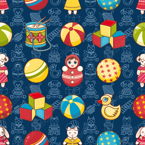 Kid Toy Seamless Pattern Design Element For Postcard Banner