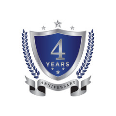 4th anniversary years shield blue silver color