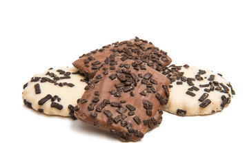 Cookies in chocolate isolated