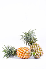 couple ripe pineapple on white background healthy pineapple fruit food isolated
