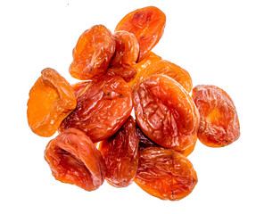 Dried apricots on a white background