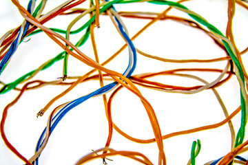 colored wires on a white background as a background