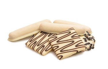 Cookies in chocolate isolated