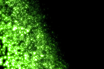 Green star dust isolated on black background. Design element.