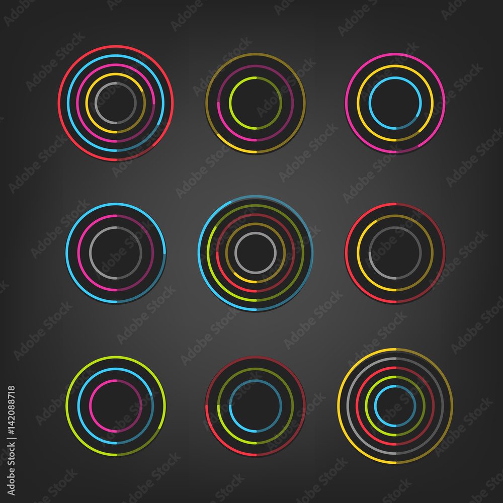 Poster Different lineart chart indicators collection