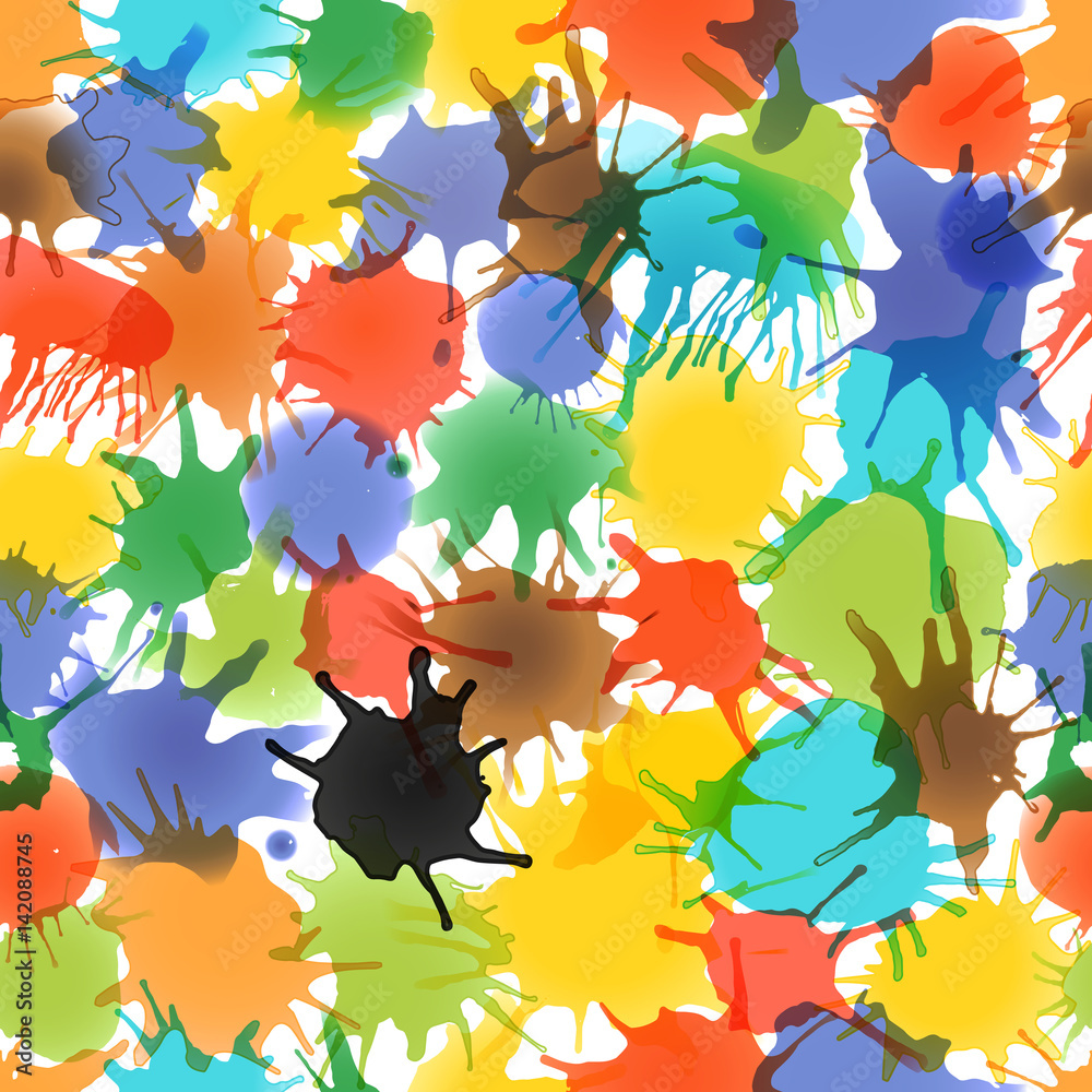 Poster different watercolor elements seamless vector background