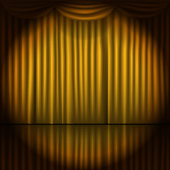 Stage curtains with spot light vector illustration