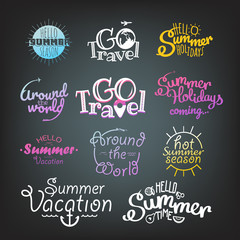 Different summer travel gradient lettering labels