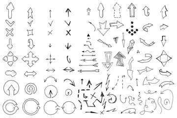 Hand drawn arrows collection.Vector illustration