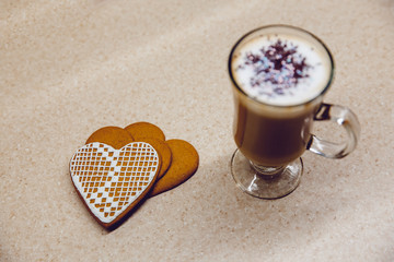 Breakfast in the kitchen. Coffee and  gingerbread.