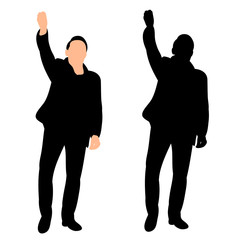 Fototapeta premium Silhouette man waves his hand
