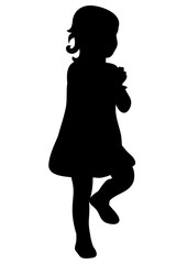 Silhouette of a child dancing vector, isolated