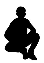 Silhouette guy sitting vector, isolated