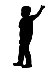 Silhouette of a child standing and throwing, vector
