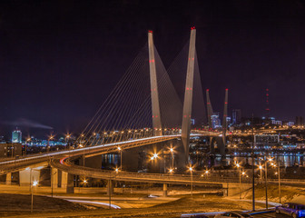 Fototapeta na wymiar Golden Bridge in Vladivostok (Russia)