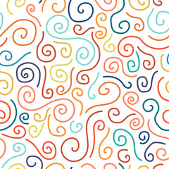 Colorful memphis seamless pattern in doodle style.