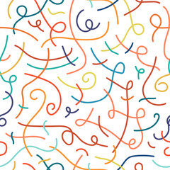 Colorful memphis seamless pattern in doodle style.