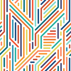 Striped colorful seamless geometric pattern.