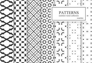 Collection of ornamental seamless geometric patterns.