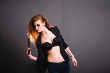 Fototapeta premium Girl fashion shoot in the studio