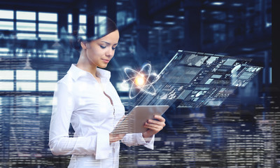 Woman scientist making research