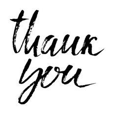 Thank You handwritten inscription. Hand drawn lettering. Thanks card. Vector illustration.