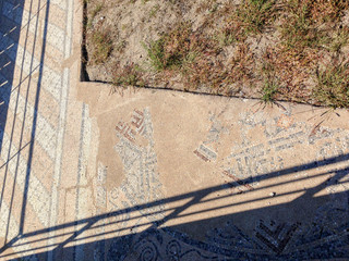 Ancient antique mosaic fragment. Dion, Greece.
