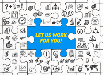 Let us work for you! / Puzzle mit Symbole