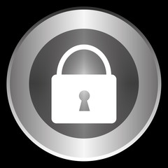 Locker icon on a circle isolated on a black background