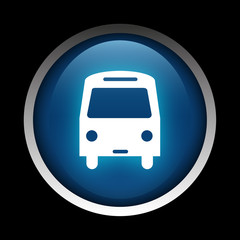 bus icon on a circle isolated on a black background