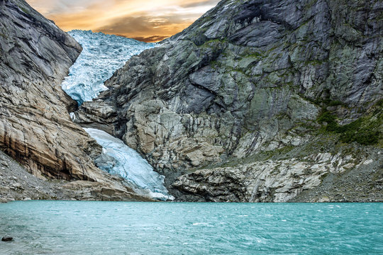 Glacier Briksdal in national park, Norway.