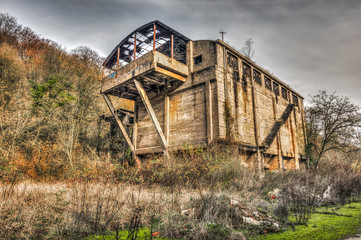 Dilapidated building of abandoned coal mine