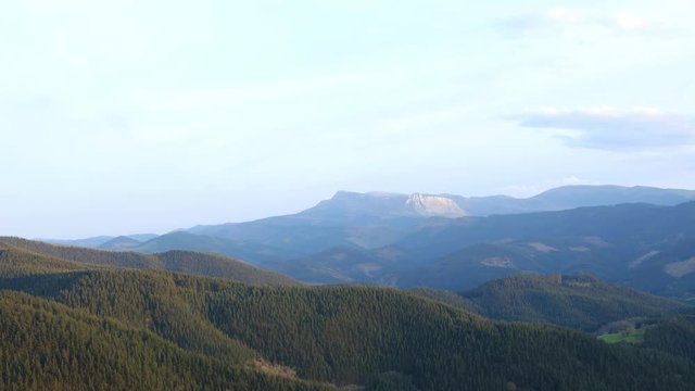 Landscape of mountains and forest in Bizkaia, Basque country, Spain.