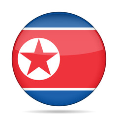 Flag of North Korea. Shiny round button.