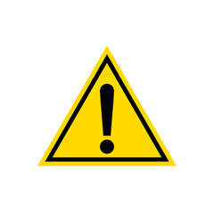 Warning, attention yellow triangle sign icon, isolated on white background