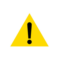 Warning, attention yellow triangle sign icon, isolated on white background