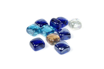 Glass decorative stones on white background