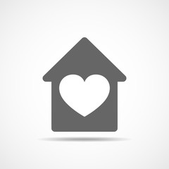 House with heart inside. Vector illustration