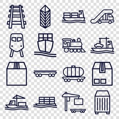 Set of 16 freight outline icons