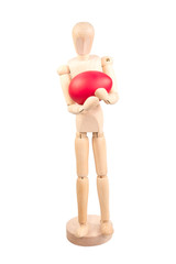 Wooden mannequin holding a easter egg
