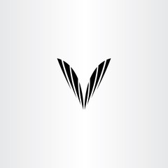 black v letter symbol vector clip art