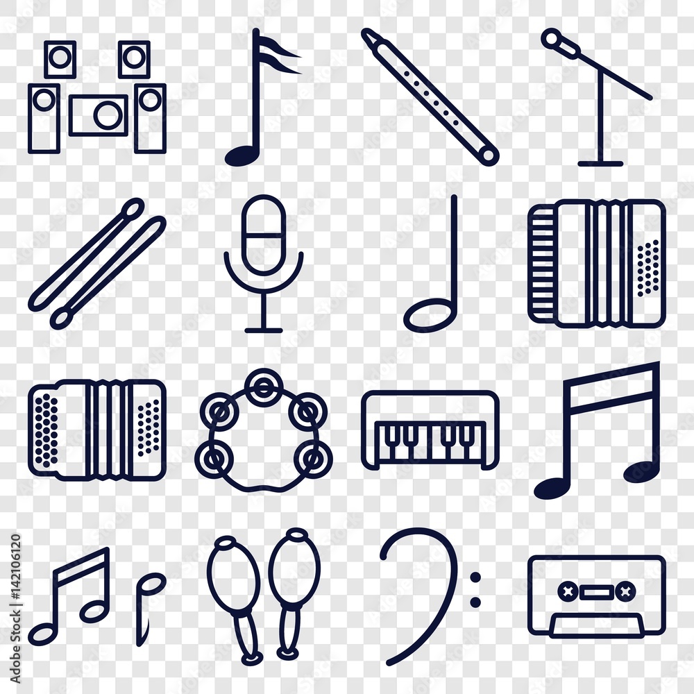 Poster Set of 16 musical outline icons