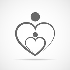 Family care symbol in the heart shape. Vector illustration.